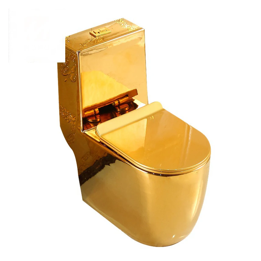 Retro Electroplating Golden Toilet Goldplated Toilet Square Hotel