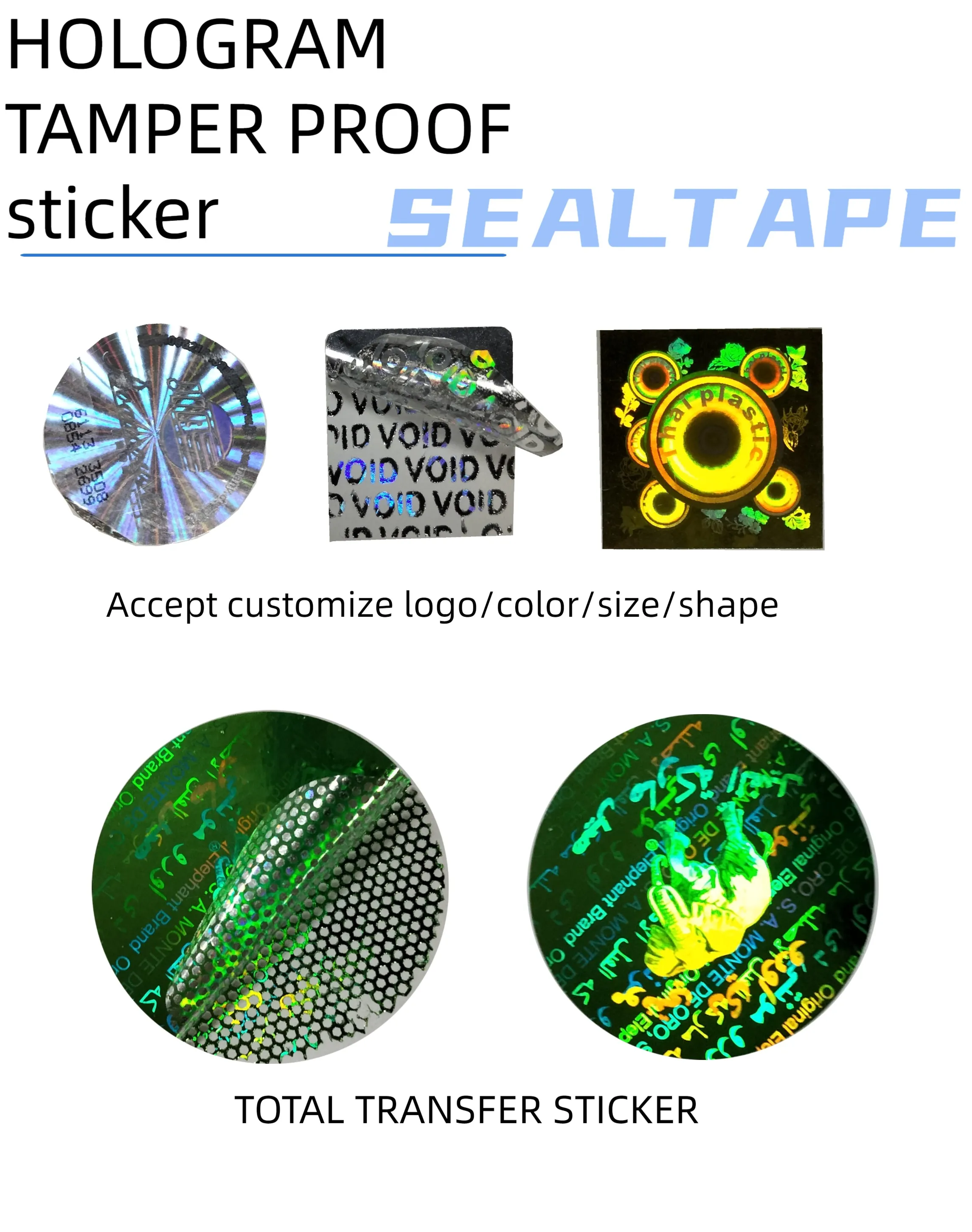 Hologram Sticker Label 3D Printing Tamper Evident Security