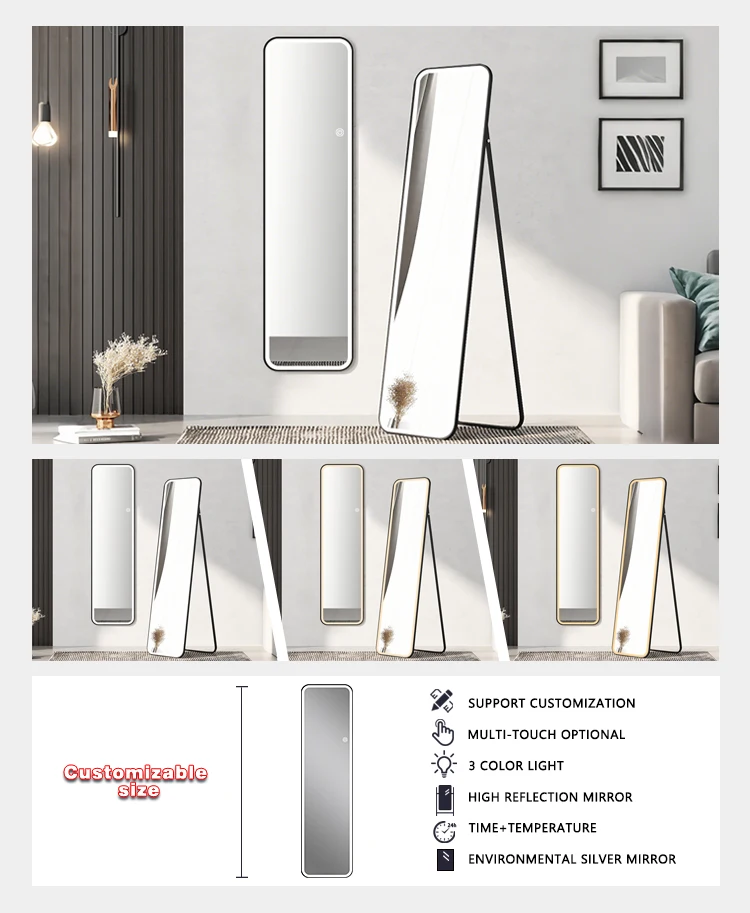 product led light luxury floor dressing mirror home bedroom living room full length mirror smart touch full body mirror-7