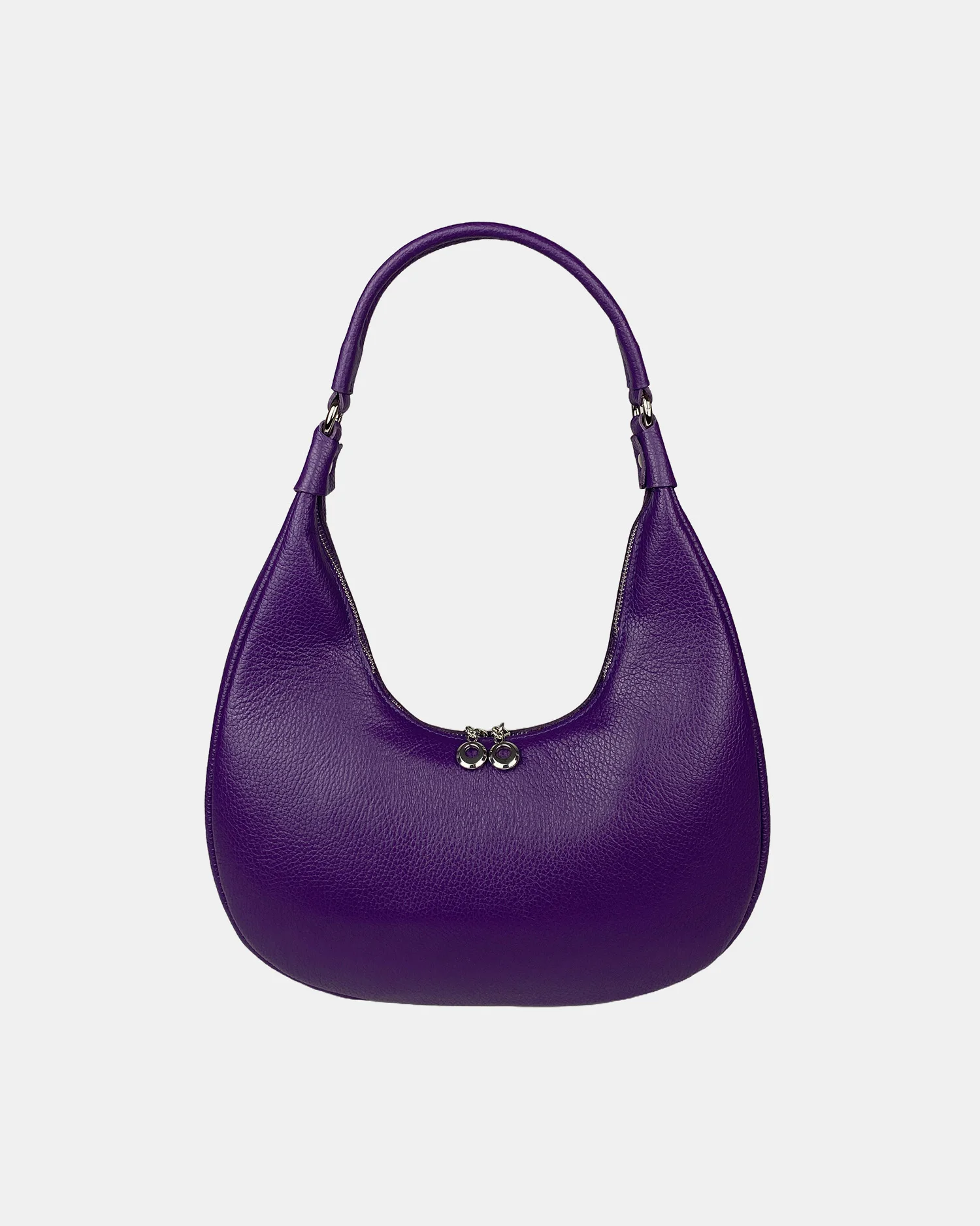 Exquisite Luxury Italian Made Avorio Soft Leather Deep newest Purple Plum Hobo Bag