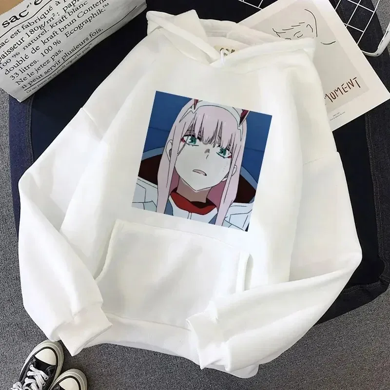2024 Good Quality Custom logo Anime Hoodies Zero TWO Beautiful Girl Print Women Streetwear Loose Hip Hop Hooded Sweatshirt