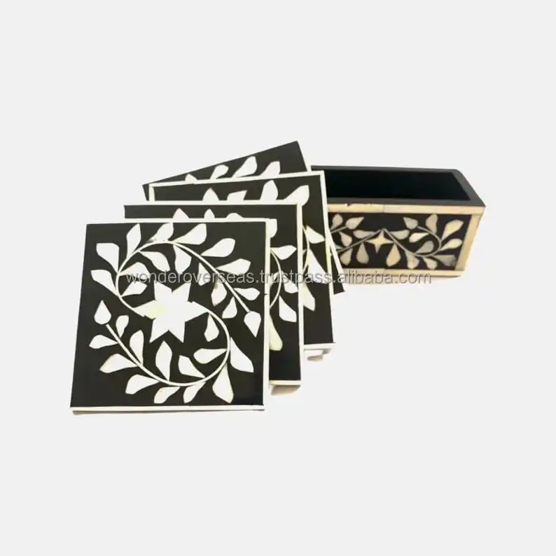 High Quality Bone Inlay Coaster Modern Crafts Tableware Bone And Resin