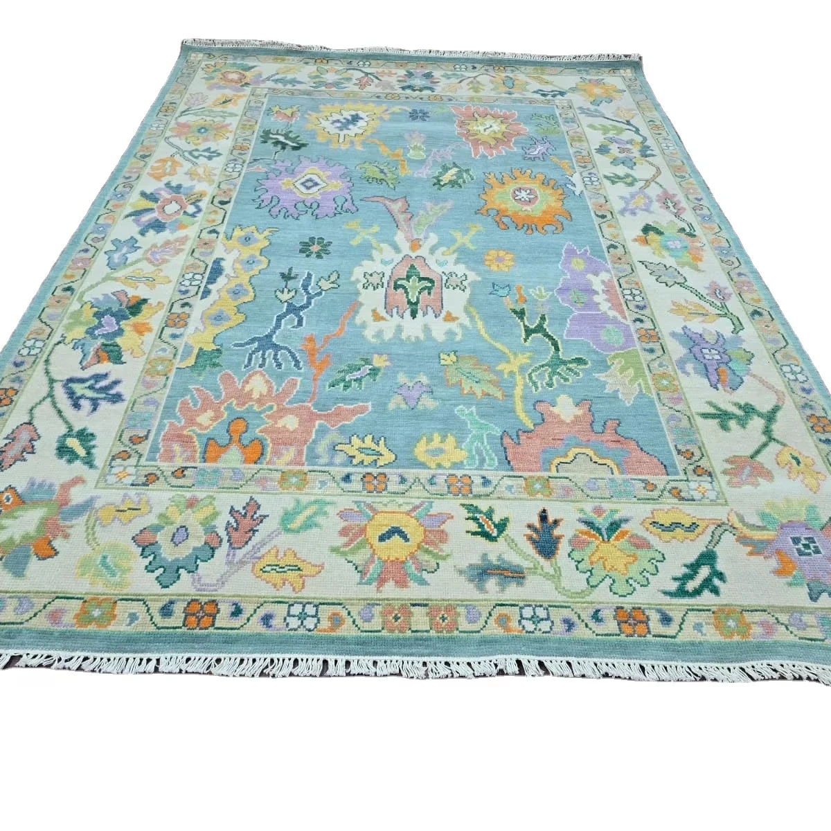 Klim Carpet Rugs high Abstract Design Oushak Hand-Knotted Blue Handmade Hand knitted  Persian 9x12  Living Room Area Floor Set