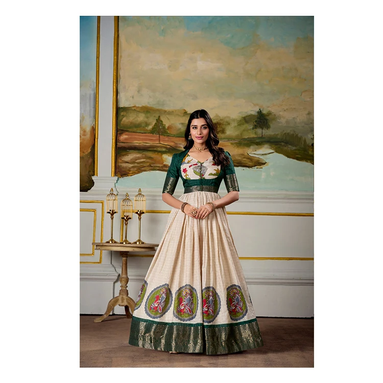 chinese dress ladies Lime Green Chikankari Embroidered Anarkali Gown  VAMA DESIGNS Indian  Bridal Couture