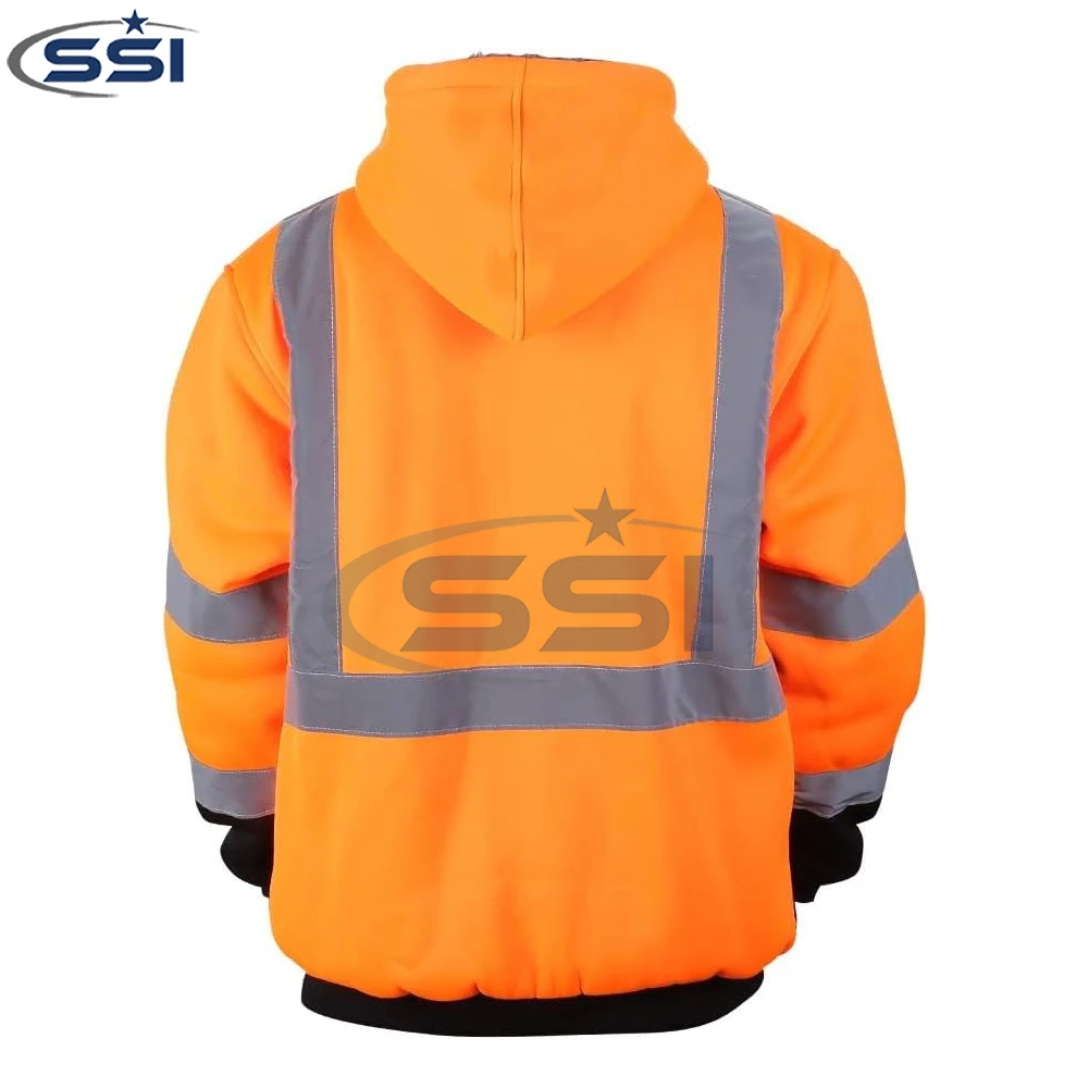 Mens Ansi Class 3 High Vis Safety Reflective Sweatshirt Wool Fleece