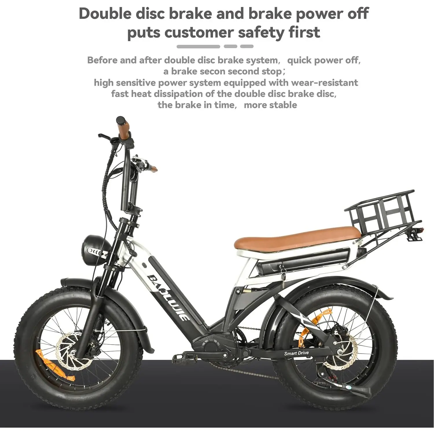 BAOLUJIE PLJ2033 Electric Bike with 20 Fat Tire 1500W/2000W Dual Motors 48V 30Ah Integrated Battery 60km Range