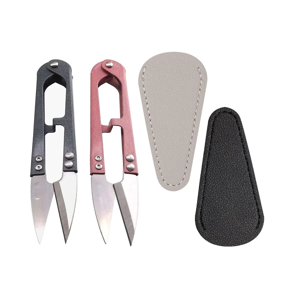 Mini Sewing Scissors Clipper With Leather Scissors Sheath Cover Small