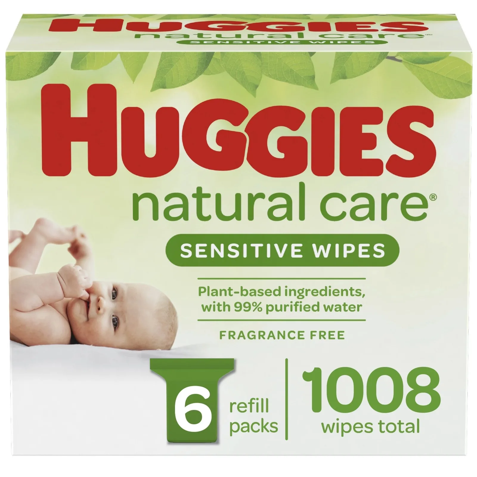 Huggies Natural Care Baby Wipes,Unscented,6 Refill Packs (1008 Total