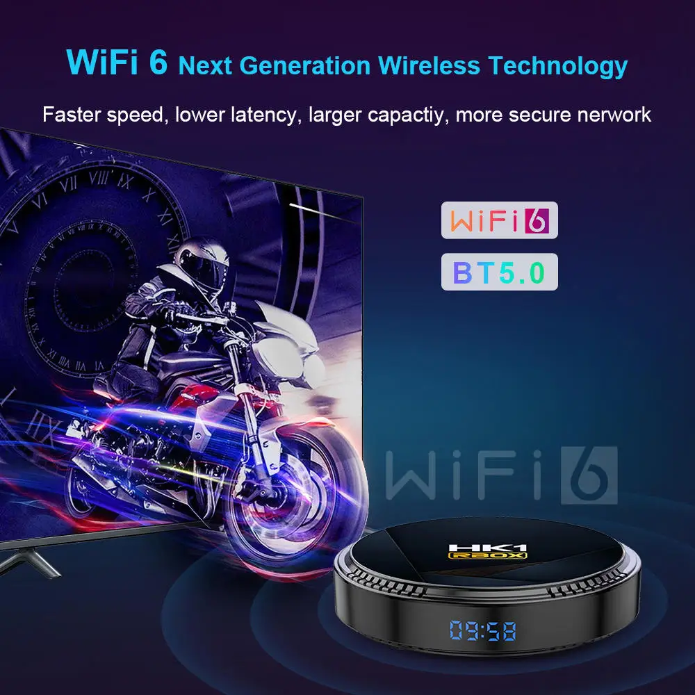 HK1 RBOX H8 Android 12 TV Box - 6K, 2.4G, 5G Wifi, 4GB RAM