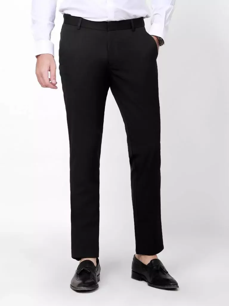 Breathable Black Men's Slim Fit Dress Pants