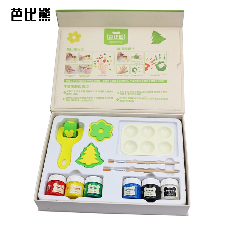Mikailan детей Пальчиковые краски Арт Набор «сделай сам» моющиеся нетоксичные безопасные красочные пигменты для удовольствия 8401 8402 6 видов цветов