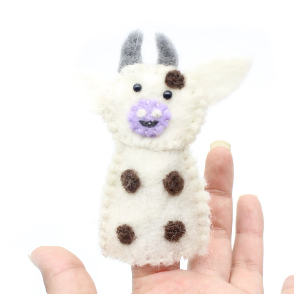 100% шерстяная валяная пальчиковая кукла-милая корова кукла-лучший подарок для вашего ребенка-используется рассказов-ручная работа в