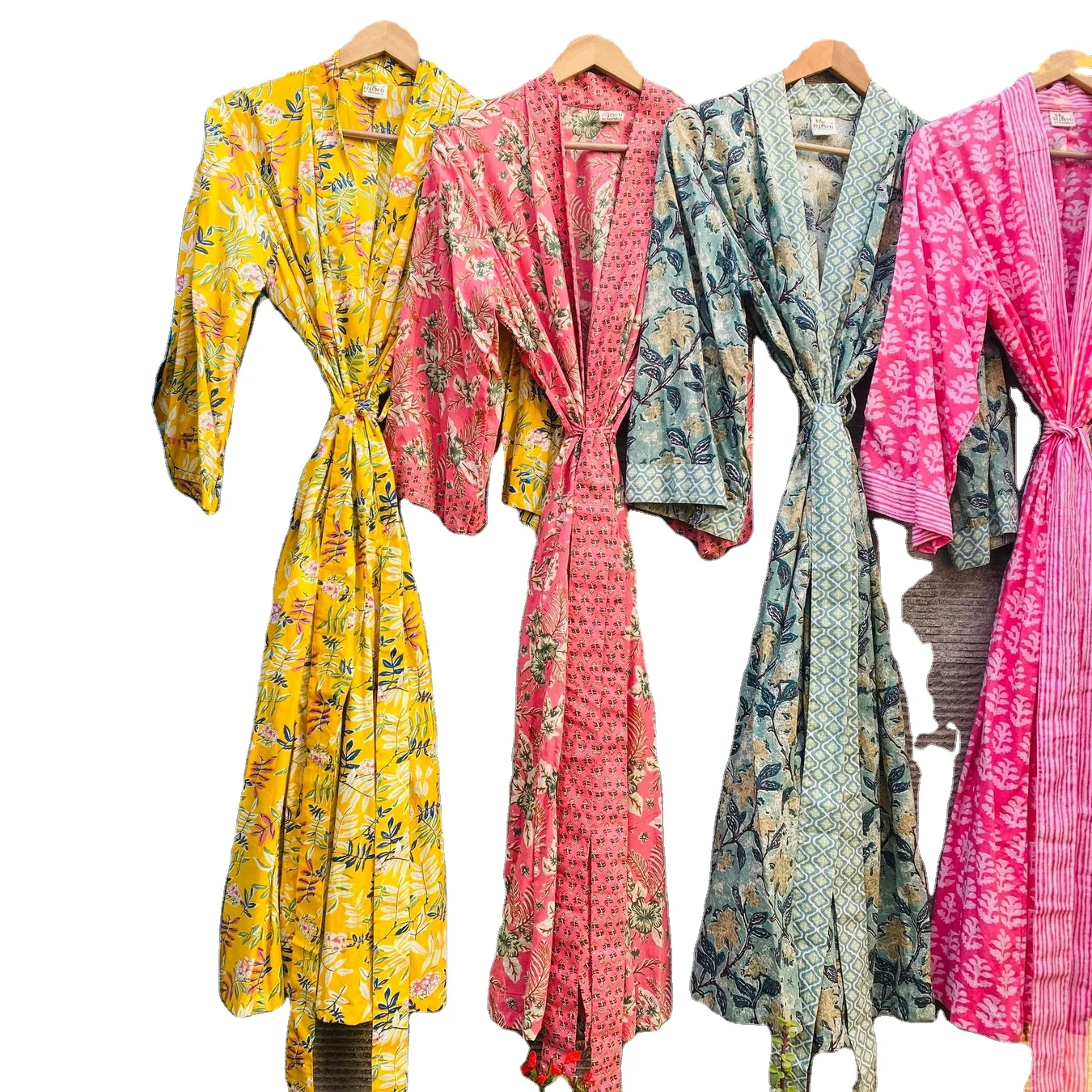 Women Fabricrush Block Print Assorted Kimono Bath Robe Buy Silk