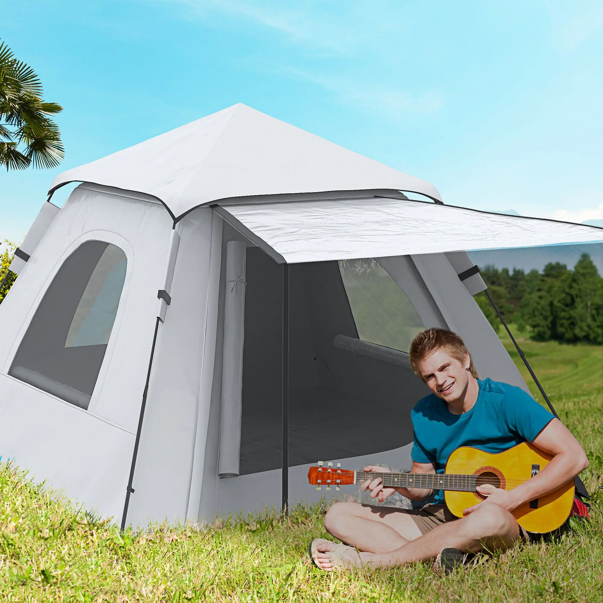 Tente De Camping Pop-up Outsunny 4 Places - Montage Rapide, 210x210x135 Cm - 3