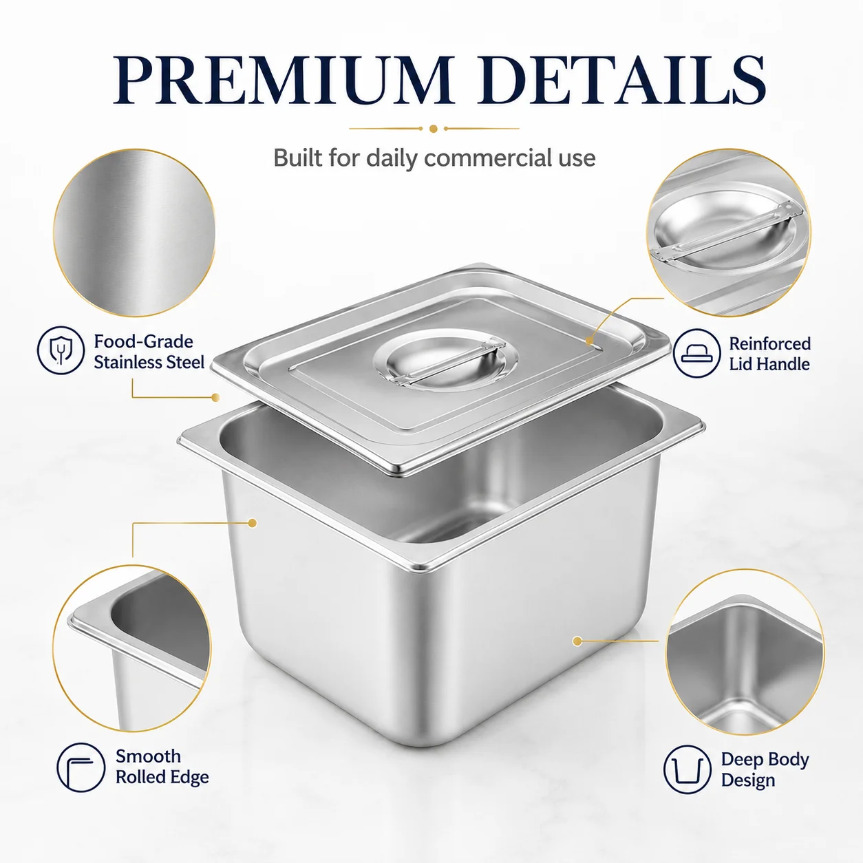 American Style Stainless Steel Gastronorm Pans Metal Buffet Stove Eu Style Food Gn Pan Food Hot Warmers Gastronom Pan