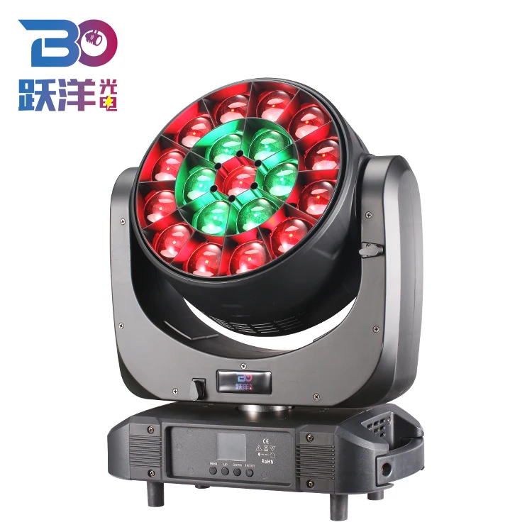 19x40 Zoom Wash RGBW LED Moving Head Light – DMX Control, 50° Zoom