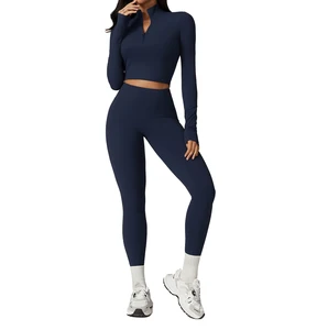 Womens Seamless Yoga Sportswear Yoga Leggings Suit Gym Fitness Bra Sets Customize Workout Long Sleeve Sports Wear for Women