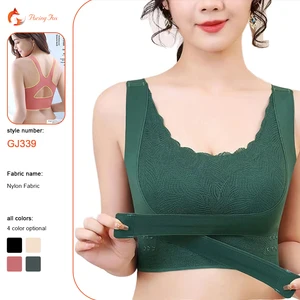 Women's Push-Up Wire-Free Seamless Plus Size Bras Lace Trim Cross Back Full Coverage Comfortable Adult Everyday Wear