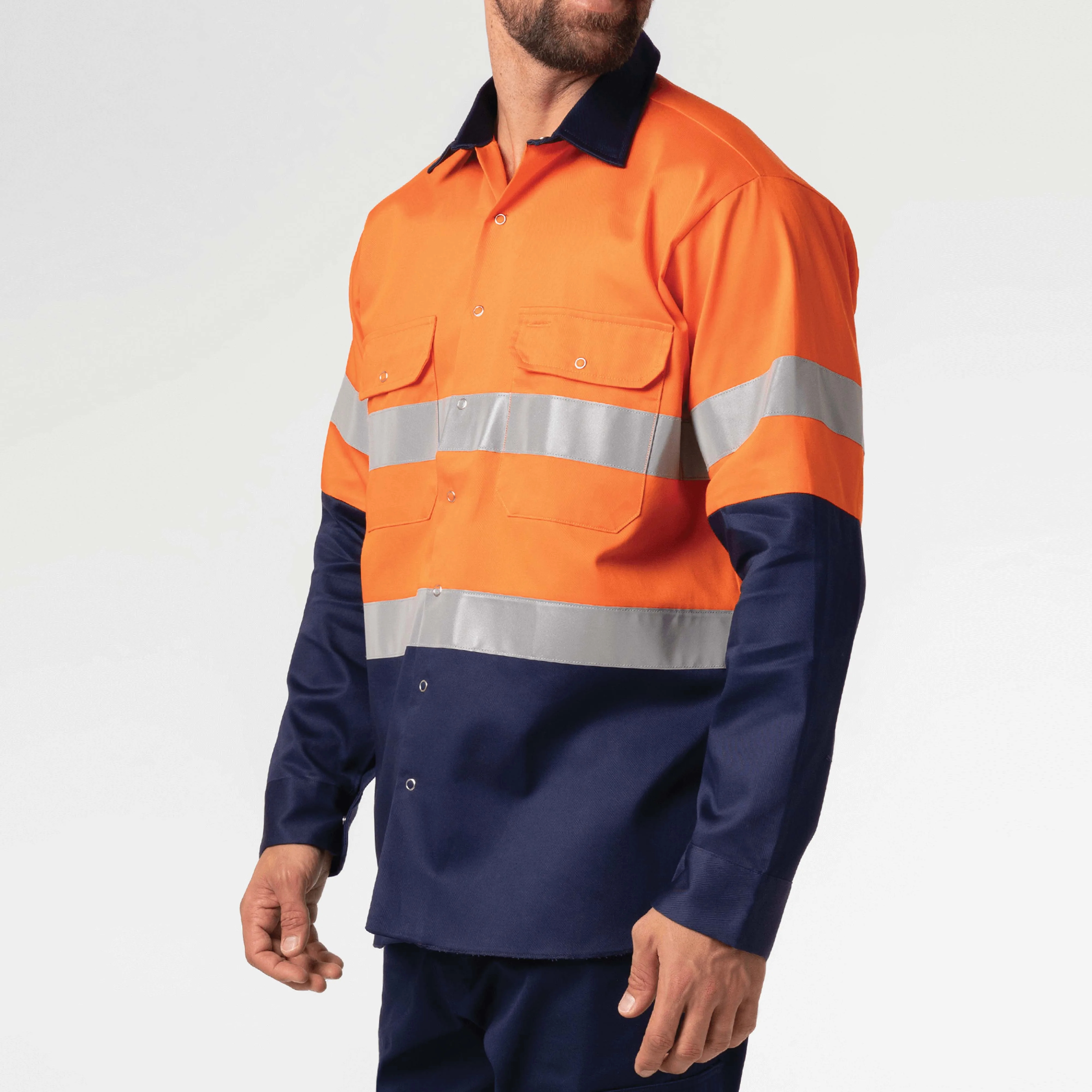 High Visibility Shirts Hi Vis Reflective Safety Shirts Long Sleeve Construction Workwear T-shirt for men with Pocket