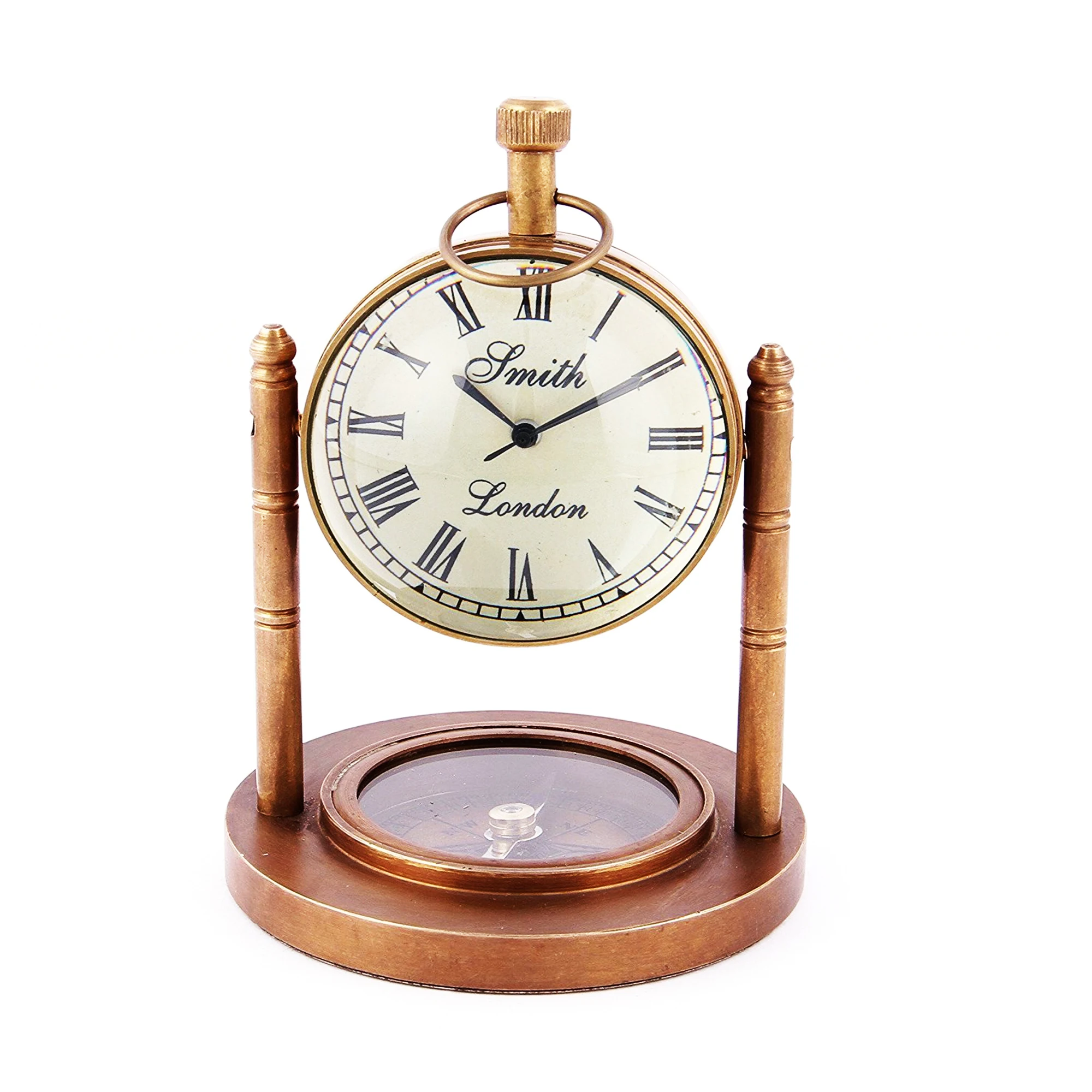 Nautical Desk Clock Brass Vintage Solid Brass Office Decorative Item 