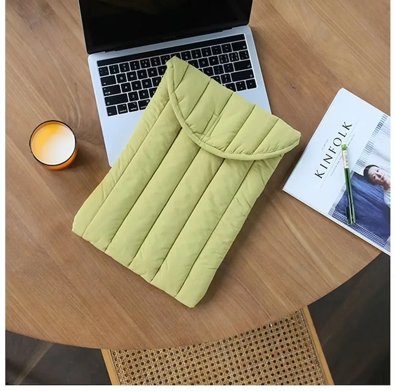 Luxury Fahion Cotton Laptop Case Quilted Liner Bag Notebook Protective Case Shockproof Computer Pouch Laptop Sleeve