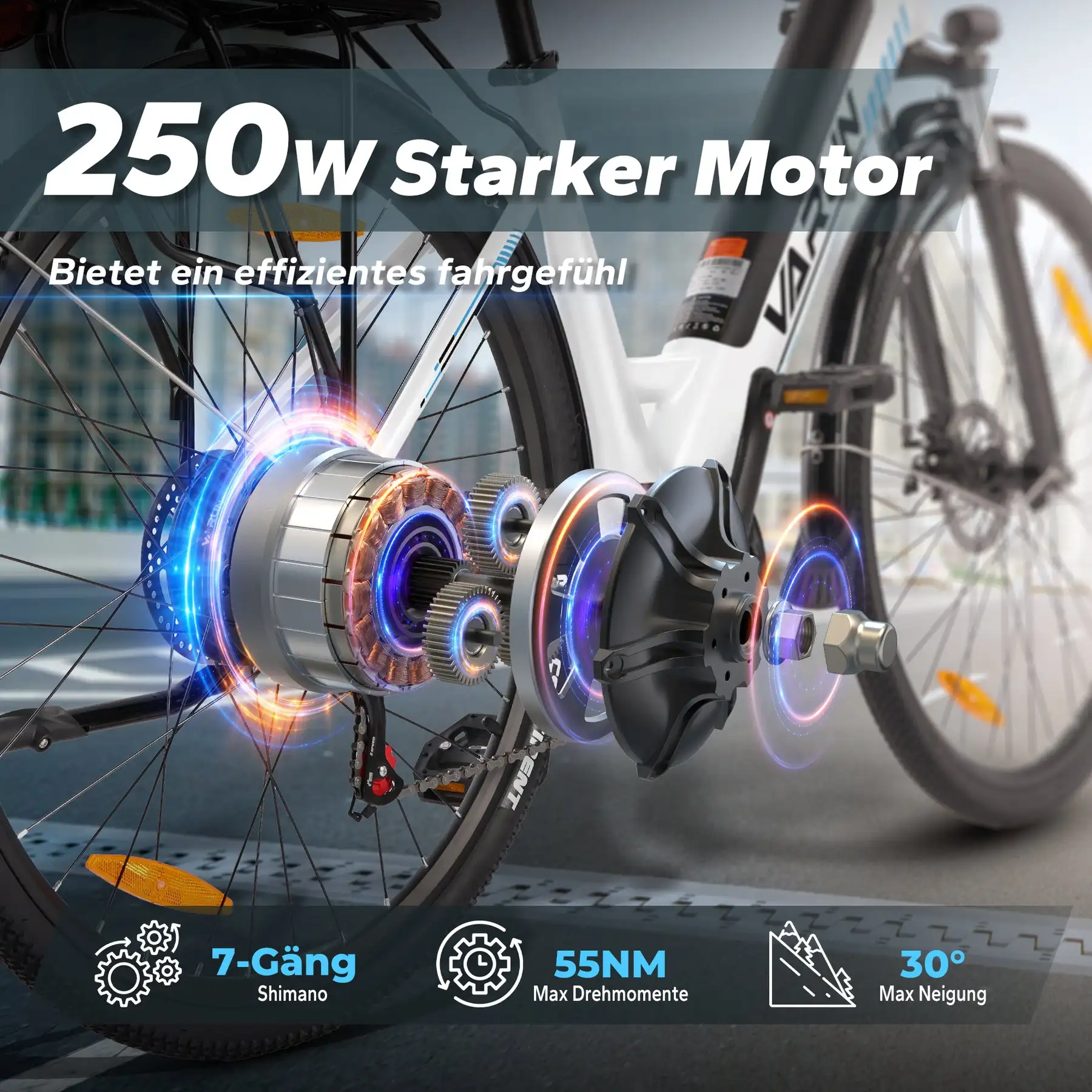 VARUN S700-2 Electric Bike for Adults - 500W Electric Bicycle Up to 40 Miles, 48V Removable Battery, 7-Speed, and Shock Absorber