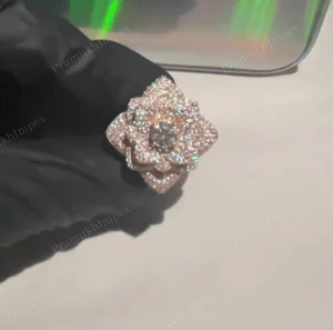 New Attractive Hip Hop Style Sterling Silver Gold Plated Moissanite Double Halo Customized Fine Rings Wholesale Prices