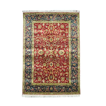 Red Area Rug Carpet Hand Made Persian Traditional Style Hand Knotted Silk Rug 1 Piece Adults Anti-slip The Rugs Store