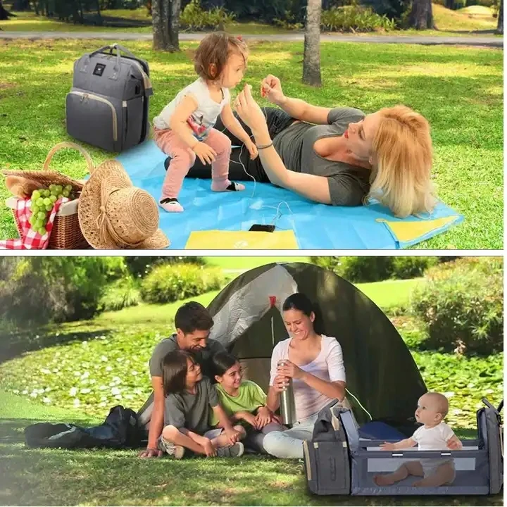 3 в 1 Многофункциональный портативный Мама сумка для путешествий переносная Колыбель младенцев подгузников с рюкзаком