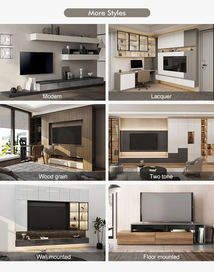 Pa Living Room Furniture Floating Wall Mounted Wooden Luxury Modern Tv ...