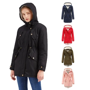 Factory 2023 Plus Size Autumn Winter New Women's Parka Hooded Warm Solid Color Fashion Padded Jacket Women's Overcoat