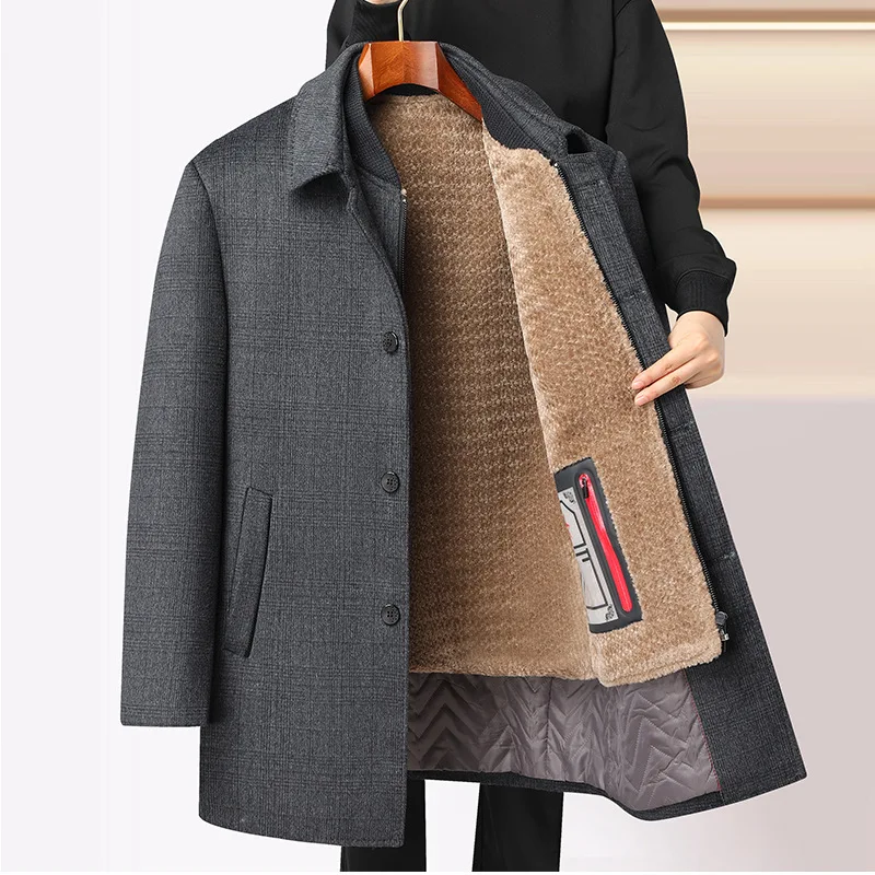 Wool Blends Mens Casual removable vest plus fleece thickened waist for formal wool trench men woolen coat_voghion.com
