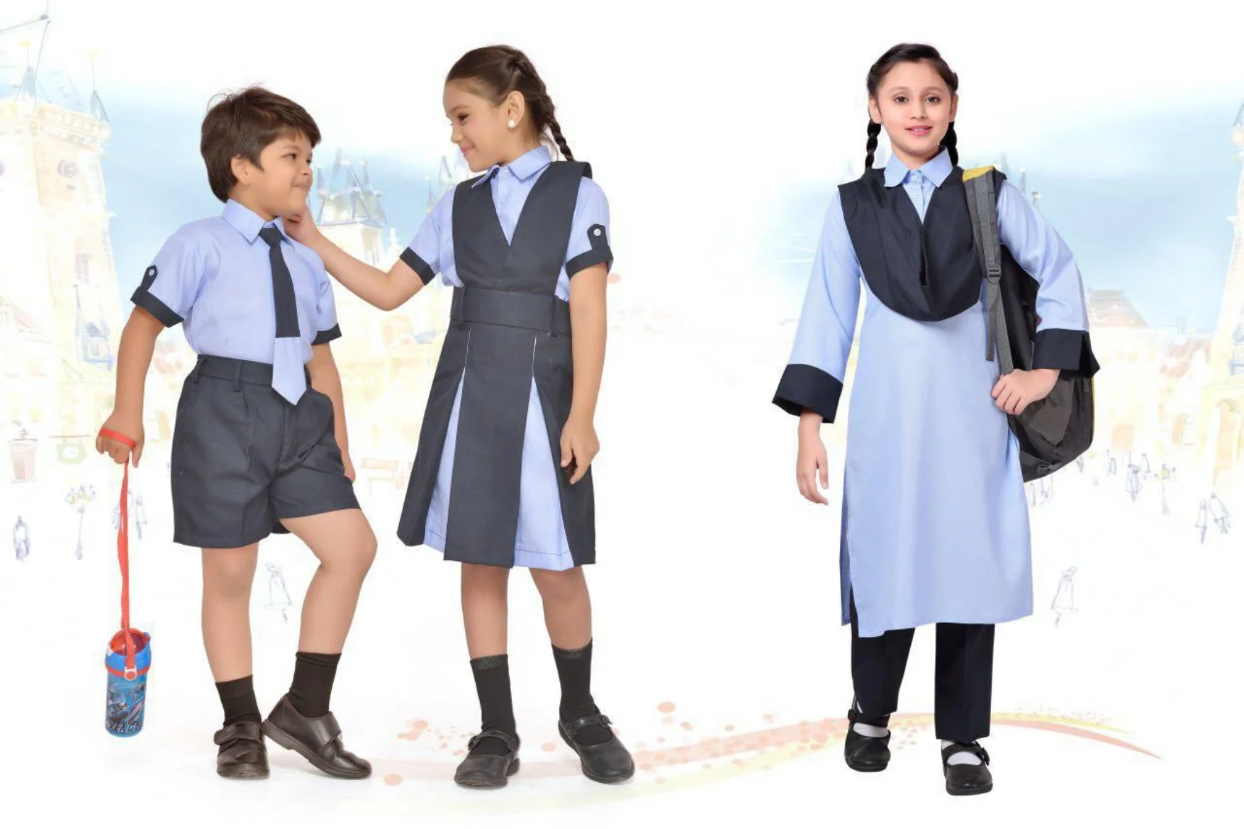 High Quality Wholesale Customized Design and Logo Printing Student Clothing Boys and Girls School Uniform Dress Set