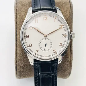 New Bestselling Round White Dial Watch with Black Leather Strap Automatic High-Quality Luminous Business Men's Mechanical Watch