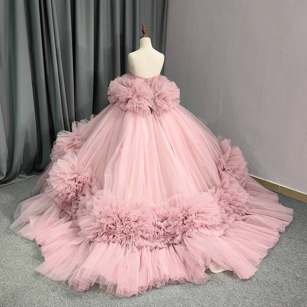 strapless open back dress Blush Pink Princess Dress (Judy) – Carmen Creation