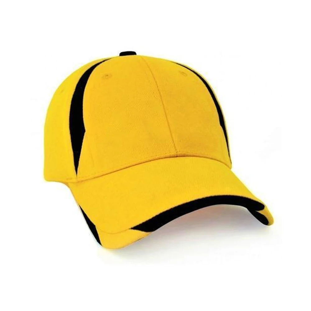 Yellow Color Cool UV Protection Curved Caps For Cricket Golf and Baseball 100 % Cotton Casual Street Wear 6 Panels Caps For Men