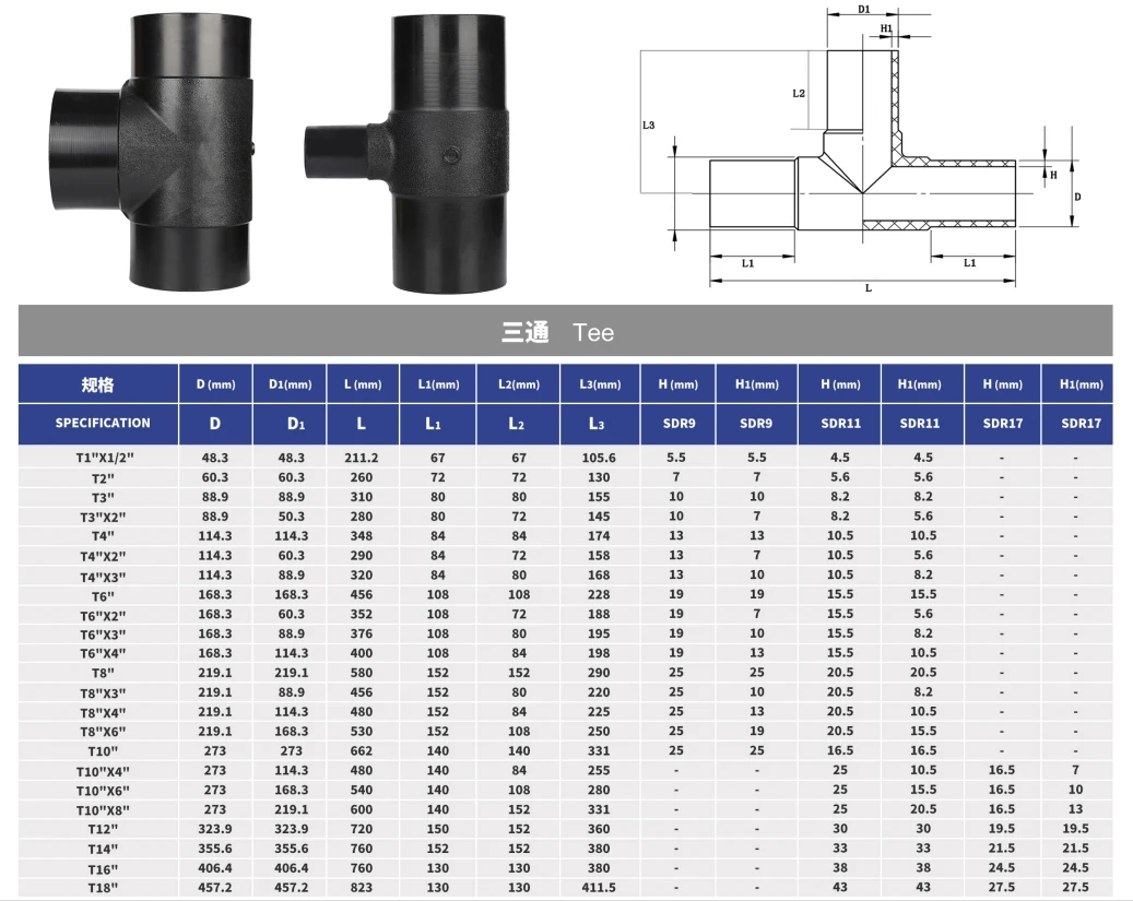 Astm Standards Hdpe Water Pipe Fittings Butt Fusion Plastic Equal Tee ...