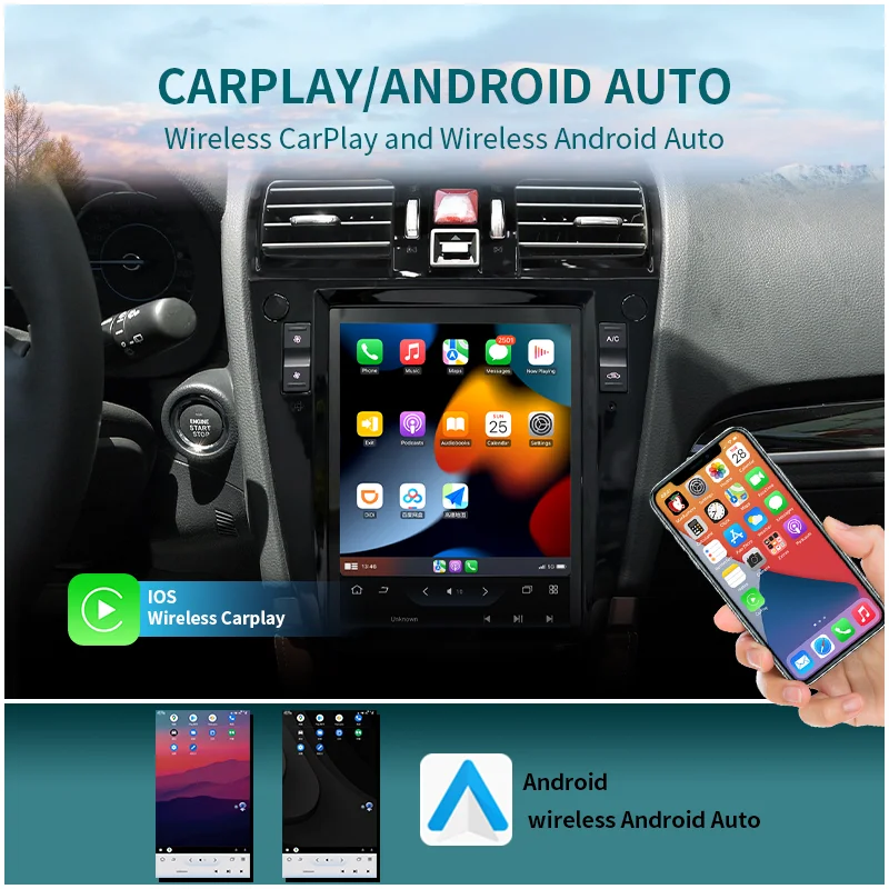9.7\" Vertical Touch Screen Car Radio Audio System with GPS & RGB CarPlay Android Auto Compatible for Subaru Forester 2013-2017
