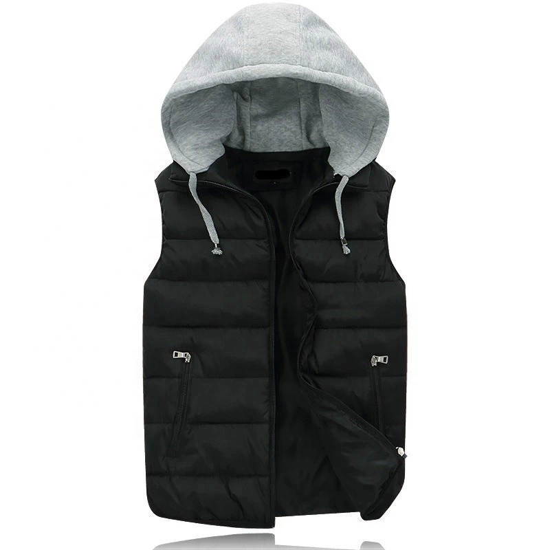 Quality Fashion Winter Wear Down Puffer Hooded Jacket Vest Half Sleeveless  Jacket for Men Sleeveless Puffer Jackets