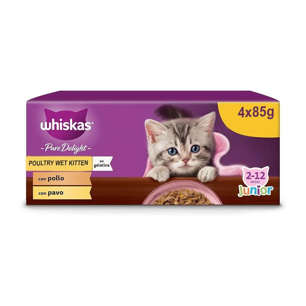 WHISKAS Pure Delight POULTRY WET KITTEN FOOD 4x85g