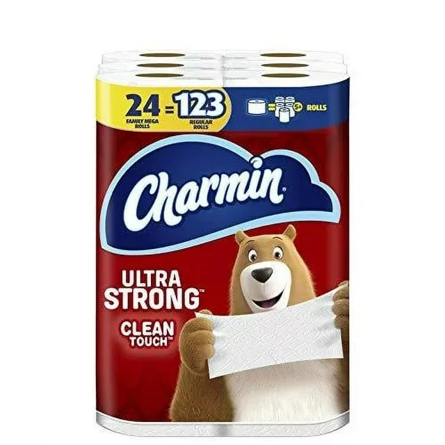 Charminultra Strong Clean Touch Toilet Paper,24 Family Mega Rolls