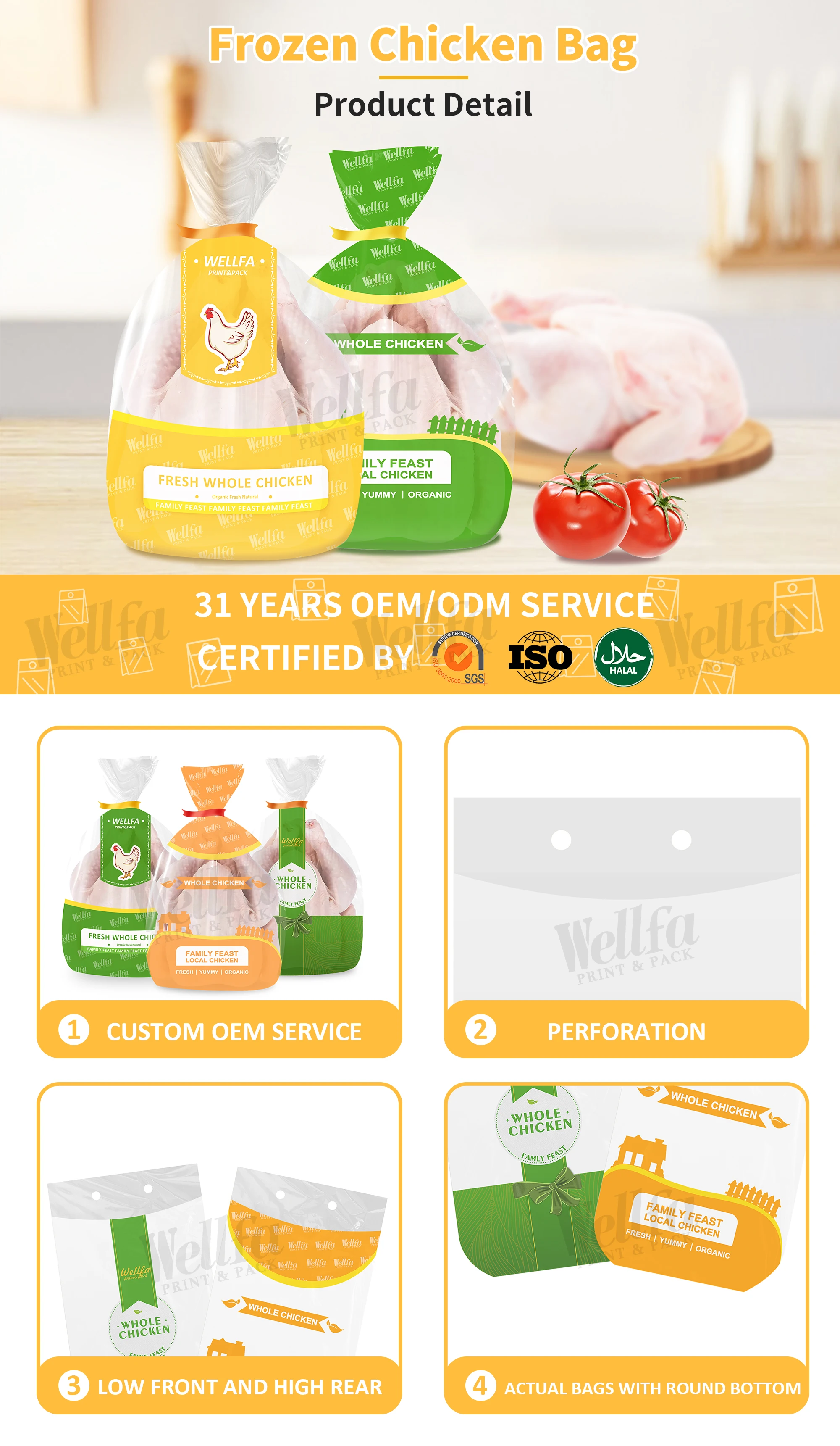 Custom Design Clear Roasted Turkey Grilled Packing Shrink Wrap Freeze