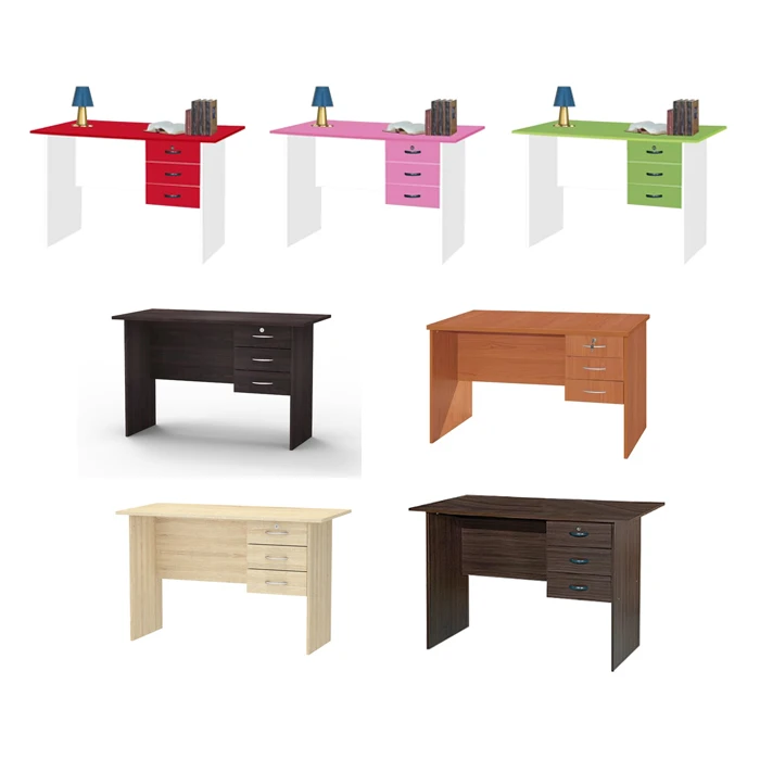 Executive Office Desk Contemporary Design Wooden Panel Study Table with Drawers and Bookshelf for Hotel Kids Customized Colors
