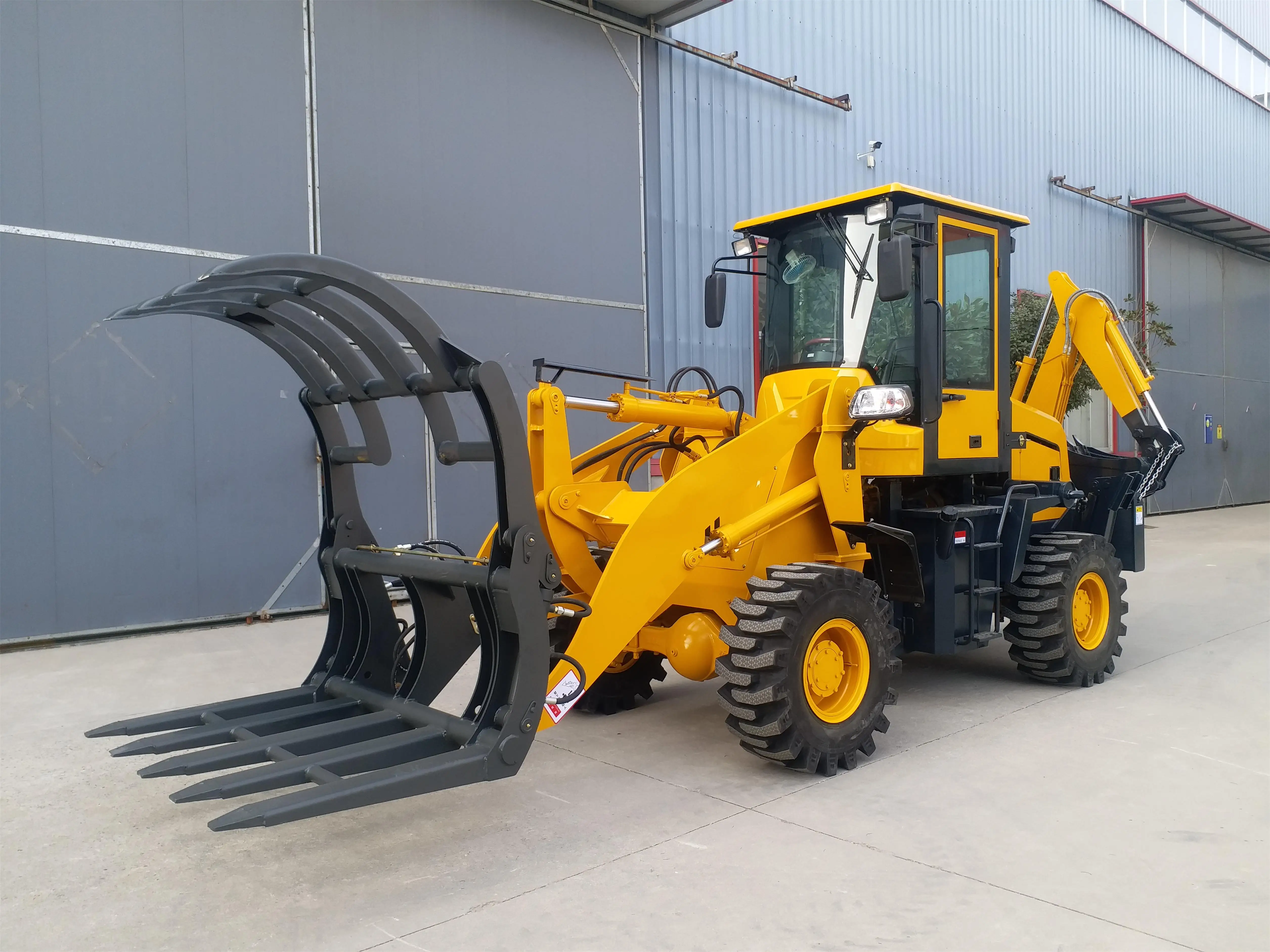 With Rear Exacvator And Front Loader For Construction Engineering ...