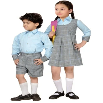 Unisex Kindergarten School Uniforms Set Polyester Cotton Woven Dress ...