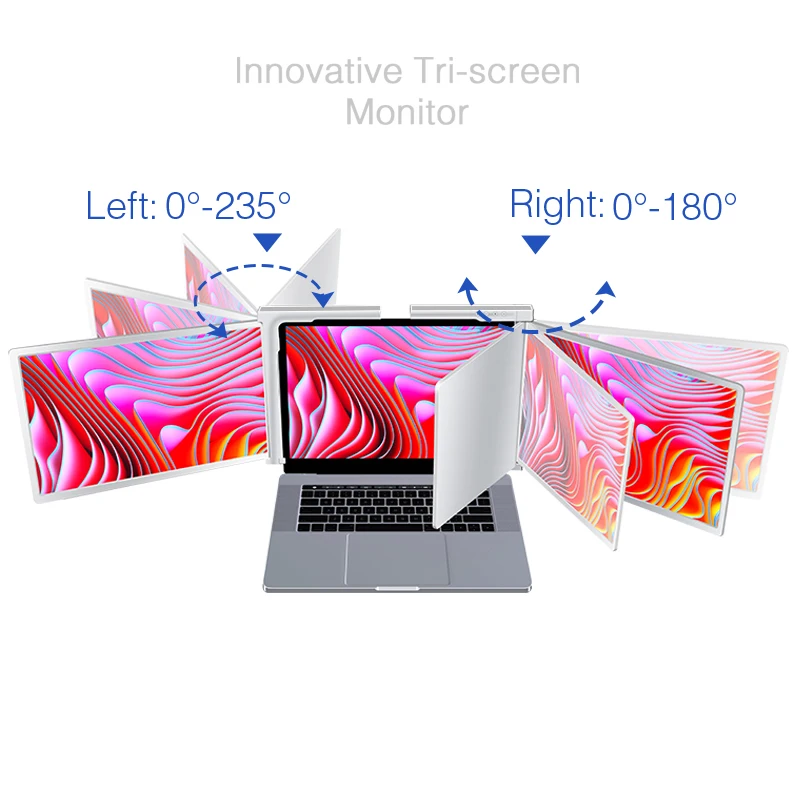 Trifold Laptop Extender - Dual 14 Inch LCD Display Screen