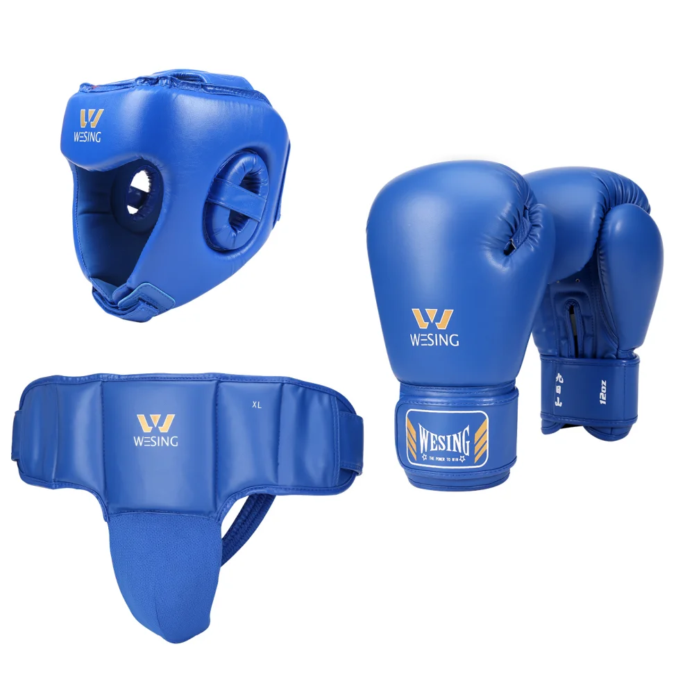 Wesing Pu Boxing Equipments Designs 3 Pieces Sparring Gear Set Martial