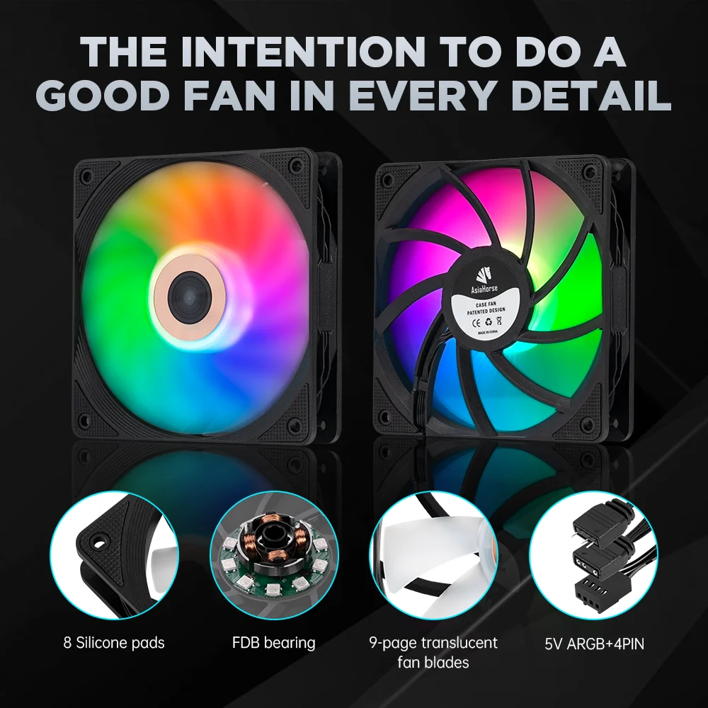 Asiahorse Low MOQ 12V ARGB Oil Bearing Gaming PC Fan Computer Case ...