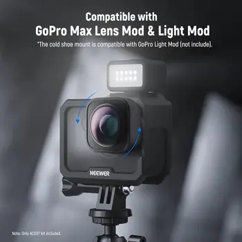 NEEWER Video Rig Cage Compatible with GoPro Hero 12 11 10 9 Light Mod Max Lens Mod, Durable Plastic with 3.5mm Media Audio Mic detail image