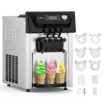 Commercial 18L Soft Serve Ice Cream Machine Frozen Yogurt Ice Cream Maker with 2+1 Flavors Soft Serve Ice Cream Machine
